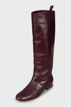 Burgundy leather boots