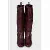 Burgundy leather boots
