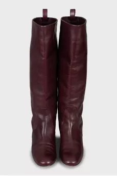 Burgundy leather boots