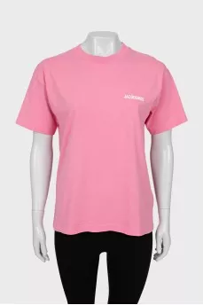Pink T-shirt with branded print