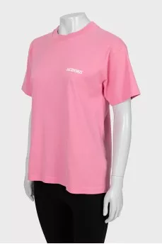 Pink T-shirt with branded print