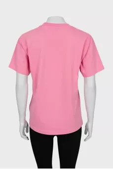 Pink T-shirt with branded print