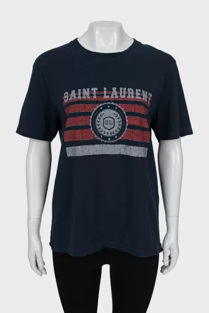 Blue T-shirt with branded print