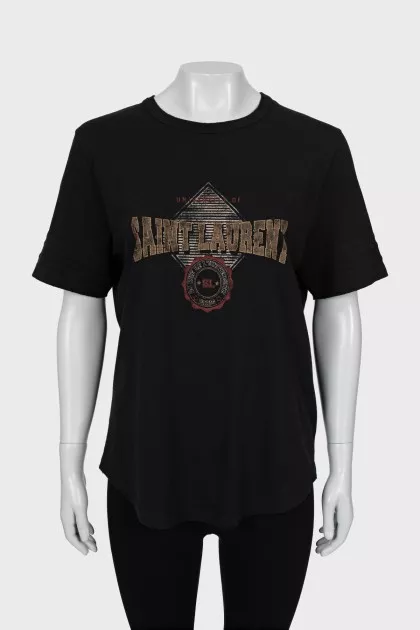 Black loose fit t-shirt with print