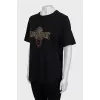 Black loose fit t-shirt with print