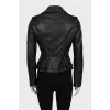 Leather jacket with metal rhinestones