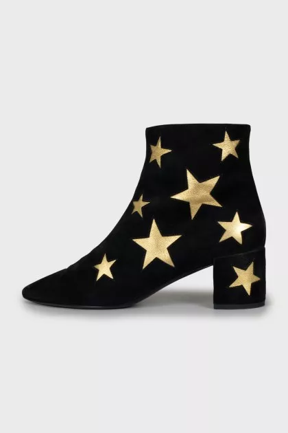 Suede ankle boots with golden stars