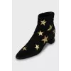 Suede ankle boots with golden stars