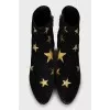 Suede ankle boots with golden stars