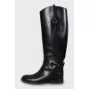 Leather boots with silver decor