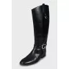 Leather boots with silver decor
