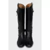 Leather boots with silver decor