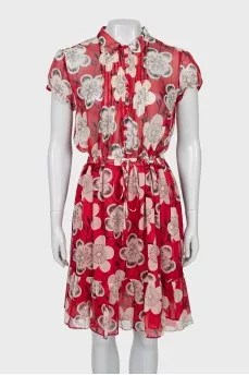 Floral Print Silk Dress
