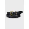 Thin leather belt with gold logo