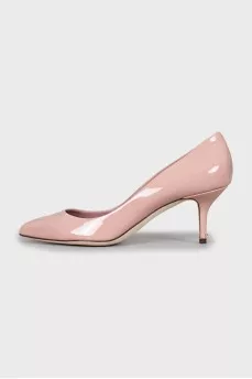 Pink patent leather stiletto heels