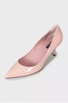 Pink patent leather stiletto heels