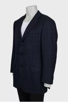 Men's Checkered Wool Blazer