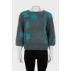 Cropped sweater with long pile