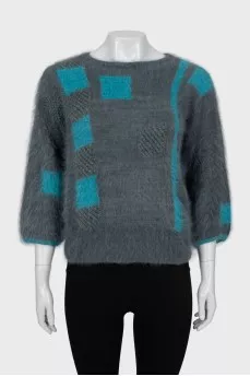 Cropped sweater with long pile