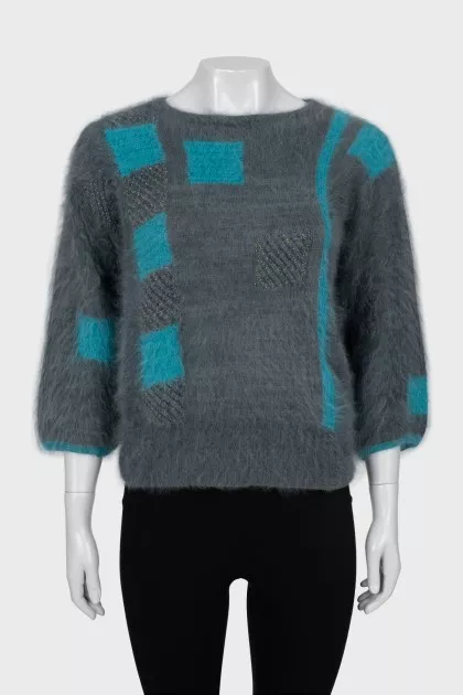Cropped sweater with long pile