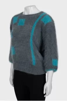 Cropped sweater with long pile
