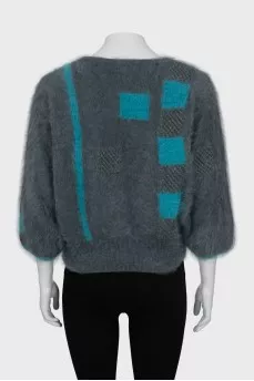 Cropped sweater with long pile