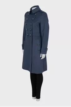 Double-breasted coat made of wool and cashmere