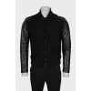 Men's Bomber Jacket with Leather Sleeves