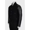 Men's Bomber Jacket with Leather Sleeves