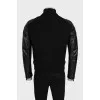 Men's Bomber Jacket with Leather Sleeves
