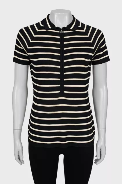 Vintage Striped Zip Up T-Shirt