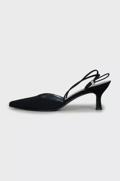 Textile slingbacks with almond-shaped toe