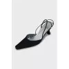 Textile slingbacks with almond-shaped toe