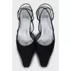 Textile slingbacks with almond-shaped toe