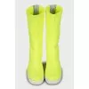 Square toe fabric ankle boots