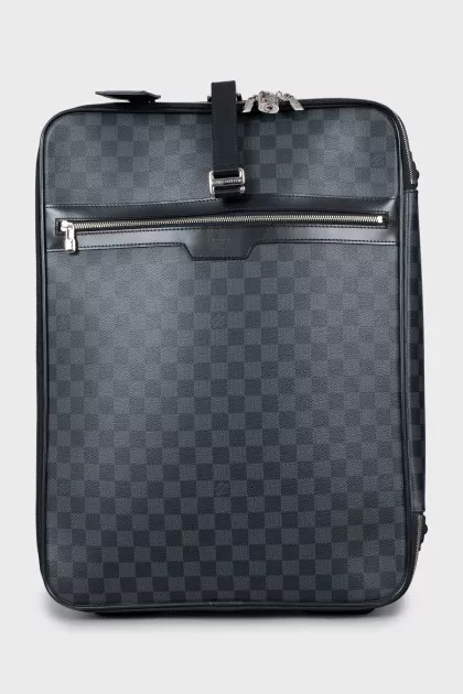 Suitcase made of canvas and leather with print