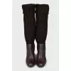 Leather boots with knitted upper