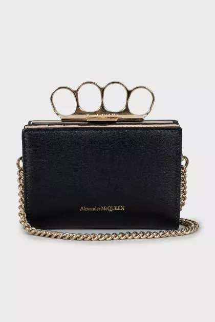 Leather bag-wallet with logo