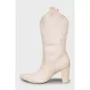 Pink python boots
