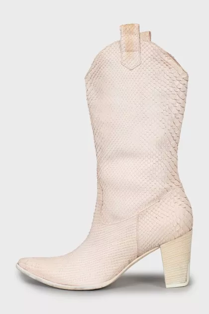 Pink python boots