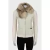 Cardigan with zip and fur collar