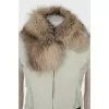 Cardigan with zip and fur collar