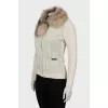 Cardigan with zip and fur collar