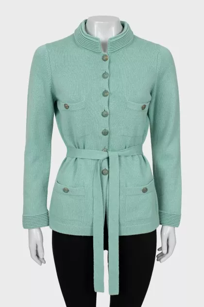 Cashmere cardigan with tie