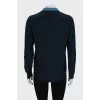 Blue silk blouse with a loose fit