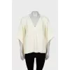 Beige V-neck blouse