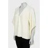 Beige V-neck blouse