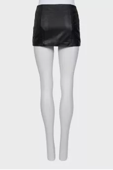 Leather mini skirt with zipper