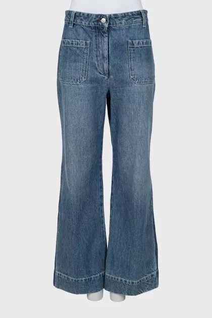 Palazzo jeans with patch pockets