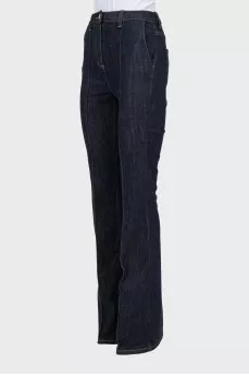 Blue flared jeans with stitched creases